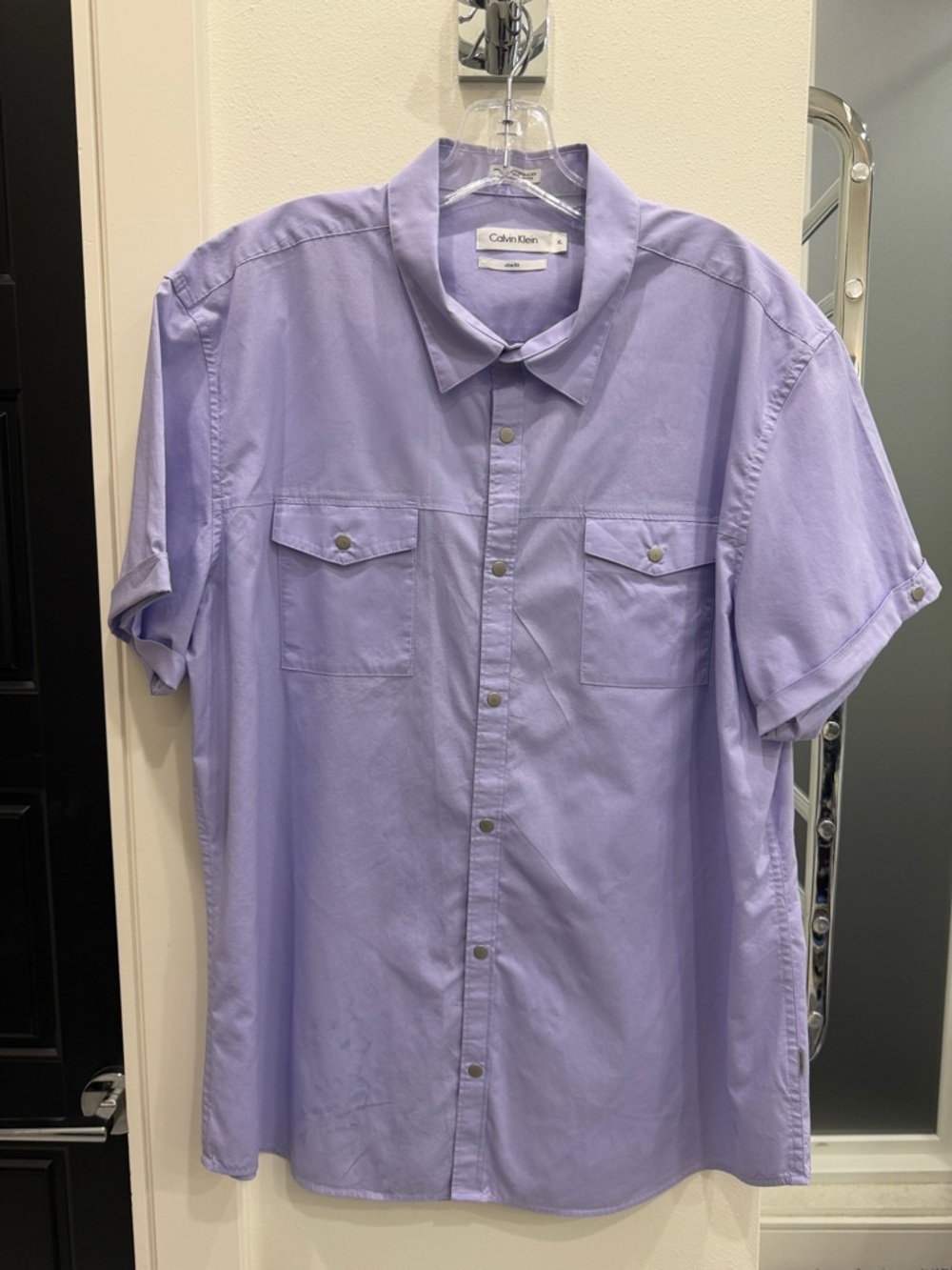 Calvin Klein Lavender Short Sleeve Button-Down Shirt